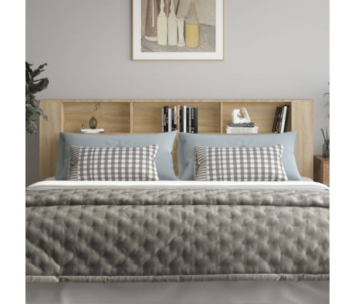 vidaXL gultas galvgalis ar plauktu, ozolkoka krāsa, 220x18,5x104,5 cm