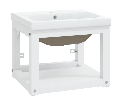 vidaXL vannasistabas skapītis ar iebūvētu izlietni, balts, dzelzs