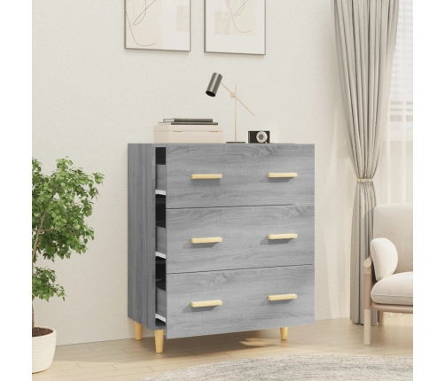 vidaXL kumode, pelēcīga ozolkoka, 70x34x90 cm, inženierijas koks