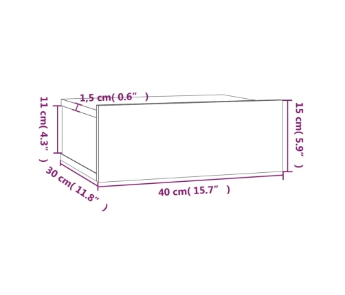 vidaXL naktsgaldiņi, stiprināmi pie sienas, 2 gab., ozola, 40x30x15 cm