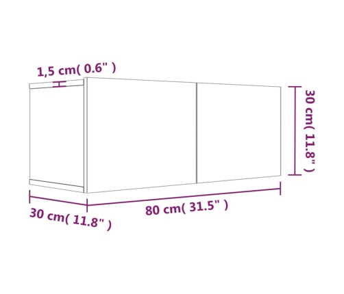 vidaXL TV skapītis, ozolkoka krāsa, 80x30x30 cm, inženierijas koks