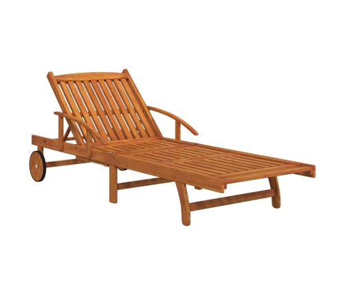 vidaXL 2-daļīgs sauļošanās zviļņu komplekts ar galdiņu, akācijas koks