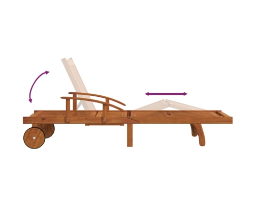 vidaXL 2-daļīgs sauļošanās zviļņu komplekts ar galdiņu, akācijas koks