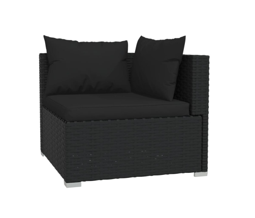 vidaXL 4-daļīgs dārza atpūtas mēbeļu komplekts, melna PE rotangpalma