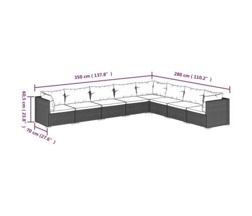vidaXL 8-daļīgs dārza atpūtas mēbeļu komplekts, brūna PE rotangpalma