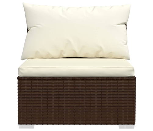 vidaXL 10-daļīgs dārza atpūtas mēbeļu komplekts, brūna PE rotangpalma