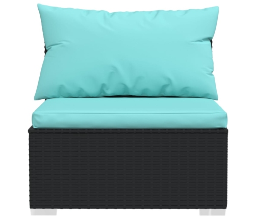 vidaXL 10-daļīgs dārza mēbeļu komplekts, matrači, melna PE rotangpalma