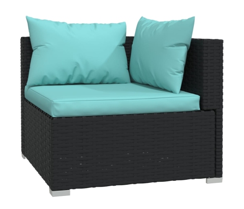 vidaXL 10-daļīgs dārza mēbeļu komplekts, matrači, melna PE rotangpalma