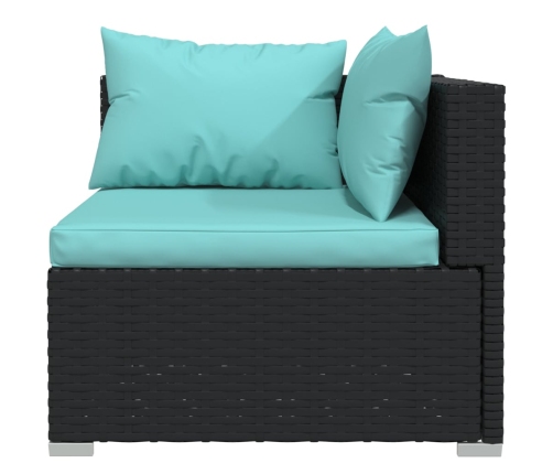 vidaXL 10-daļīgs dārza mēbeļu komplekts, matrači, melna PE rotangpalma