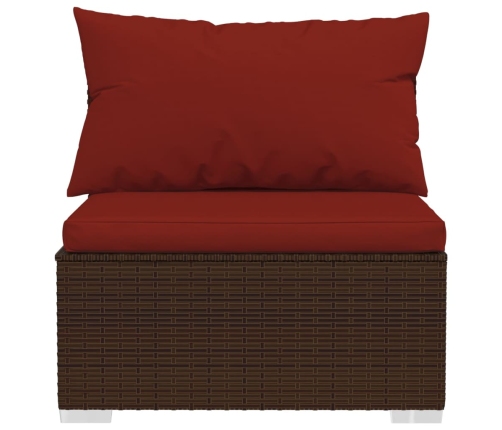 vidaXL 10-daļīgs dārza atpūtas mēbeļu komplekts, brūna PE rotangpalma