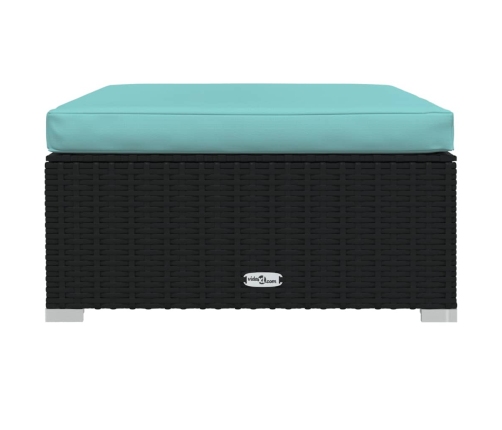 vidaXL 10-daļīgs dārza mēbeļu komplekts, matrači, melna PE rotangpalma