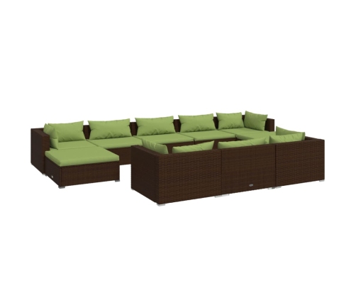 vidaXL 10-daļīgs dārza atpūtas mēbeļu komplekts, brūna PE rotangpalma