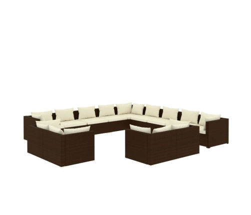 vidaXL 13-daļīgs dārza atpūtas mēbeļu komplekts, brūna PE rotangpalma