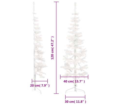 vidaXL mākslīgā Ziemassvētku egle ar statīvu, pusapaļa, balta, 120 cm