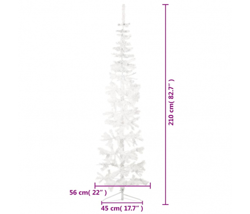 vidaXL mākslīgā Ziemassvētku egle ar statīvu, pusapaļa, balta, 210 cm