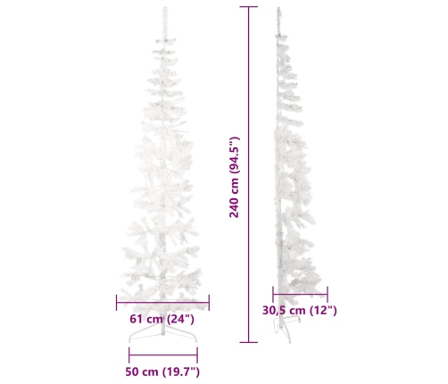 Mākslīgā Ziemassvētku Egle Ar Statīvu, Pusapaļa, Balta, 240 Cm Vidaxl