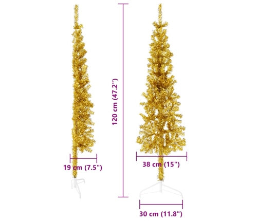 vidaXL mākslīgā Ziemassvētku egle ar statīvu, pusapaļa, zelta, 120 cm