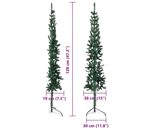 vidaXL mākslīgā Ziemassvētku egle ar statīvu, pusapaļa, zaļa, 120 cm