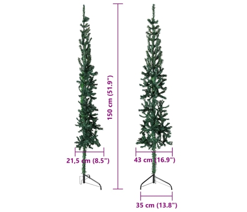 vidaXL mākslīgā Ziemassvētku egle ar statīvu, pusapaļa, zaļa, 150 cm