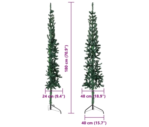 vidaXL mākslīgā Ziemassvētku egle ar statīvu, pusapaļa, zaļa, 180 cm