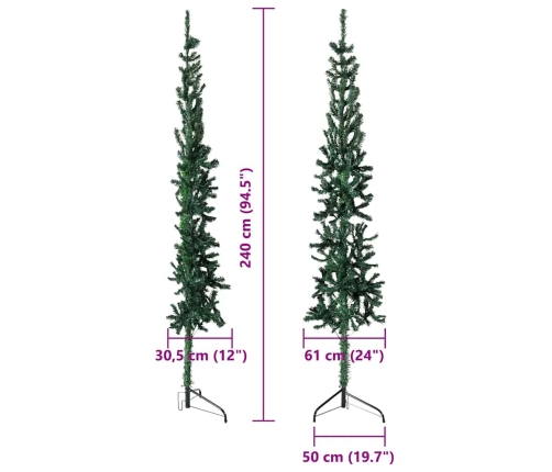 vidaXL mākslīgā Ziemassvētku egle ar statīvu, pusapaļa, zaļa, 240 cm