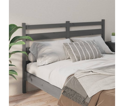 vidaXL gultas galvgalis, pelēks, 146x4x100 cm, priedes masīvkoks