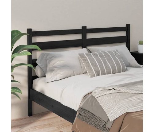 vidaXL gultas galvgalis, melns, 166x4x100 cm, priedes masīvkoks