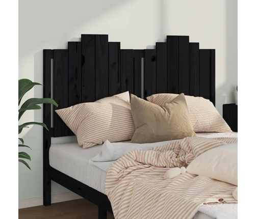 vidaXL gultas galvgalis, melns, 146x4x110 cm, priedes masīvkoks