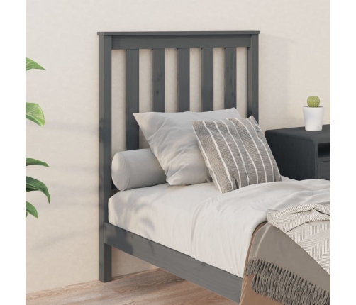 vidaXL gultas galvgalis, pelēks, 81x6x101 cm, priedes masīvkoks