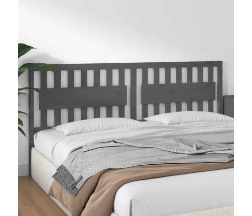 vidaXL gultas galvgalis, pelēks, 205,5x4x100 cm, priedes masīvkoks