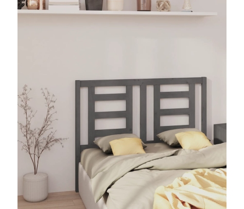 vidaXL gultas galvgalis, pelēks, 146x4x100 cm, priedes masīvkoks