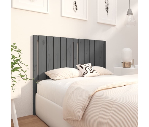 vidaXL gultas galvgalis, pelēks, 125,5x4x100 cm, priedes masīvkoks