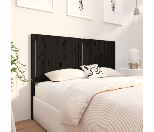 vidaXL gultas galvgalis, melns, 145,5x4x100 cm, priedes masīvkoks