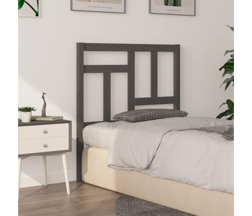 vidaXL gultas galvgalis, pelēks, 95,5x4x100 cm, priedes masīvkoks