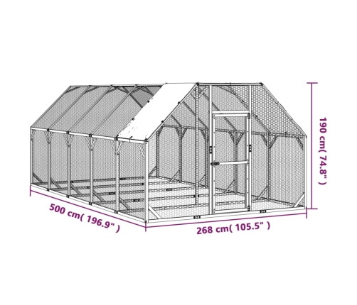 Vistu Būris, 268X500X190 Cm, Impregnēts Priedes Masīvkoks Vidaxl