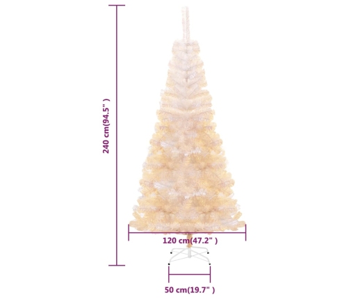 vidaXL mākslīgā Ziemassvētku egle, zaigojoši zaru gali, balta, 240 cm