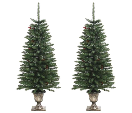 vidaXL mākslīgās Ziemassvētku egles, 2 gab., ar vainagu, vītni un LED