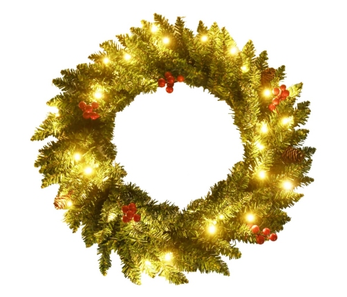 vidaXL mākslīgās Ziemassvētku egles, 2 gab., ar vainagu, vītni un LED