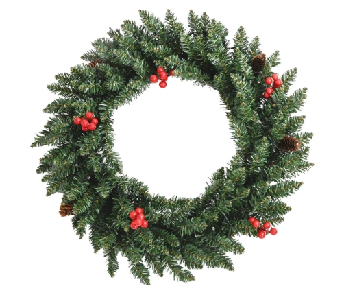 vidaXL mākslīgās Ziemassvētku egles, 2 gab., ar vainagu, vītni un LED