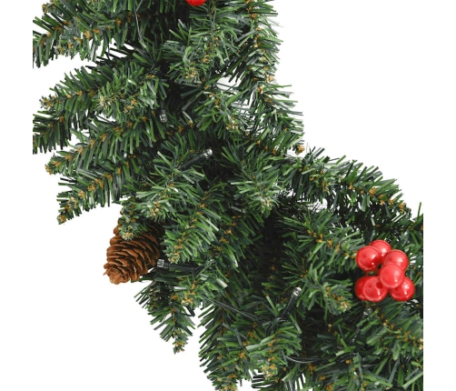 vidaXL mākslīgās Ziemassvētku egles, 2 gab., ar vainagu, vītni un LED