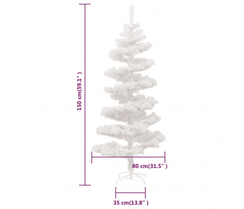 vidaXL mākslīgā Ziemassvētku egle podā, spirālveida, balta, 150 cm