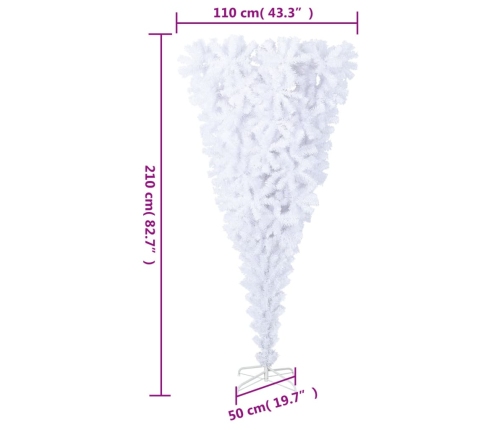 vidaXL mākslīgā Ziemassvētku egle ar statīvu, apgriezta, balta, 210 cm