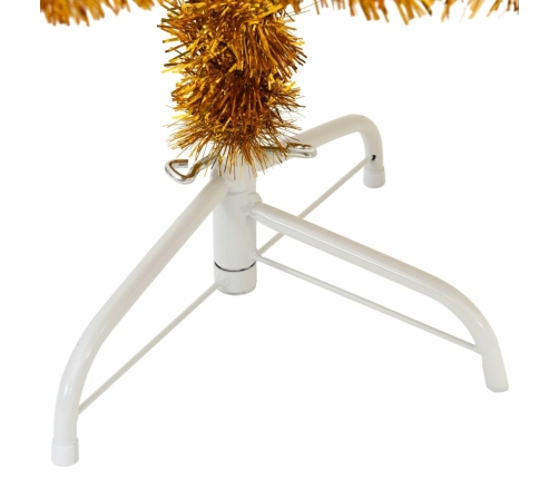 vidaXL mākslīgā Ziemassvētku egle ar statīvu, 120 cm, zeltaina, PET