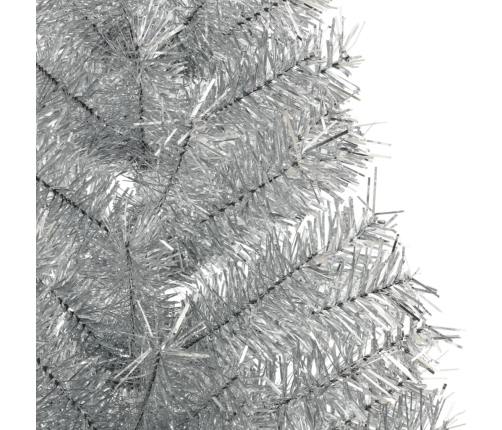 vidaXL mākslīgā Ziemassvētku egle ar statīvu, 150 cm, sudrabaina, PET