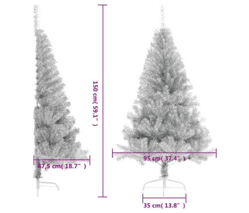 vidaXL mākslīgā Ziemassvētku egle ar statīvu, 150 cm, sudrabaina, PET