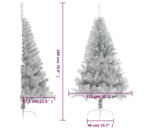 vidaXL mākslīgā Ziemassvētku egle ar statīvu, 180 cm, sudrabaina, PET