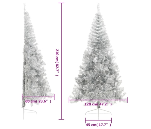 vidaXL mākslīgā Ziemassvētku egle ar statīvu, 210 cm, sudrabaina, PET