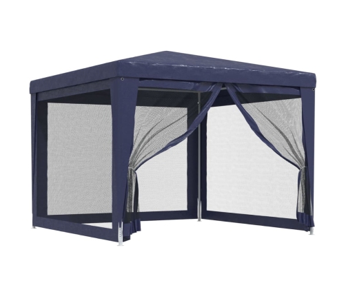 vidaXL svinību telts, ar 4 sieta sienām, 3x3 m, zila, HDPE