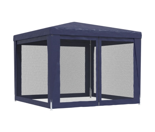 vidaXL svinību telts, ar 4 sieta sienām, 3x3 m, zila, HDPE