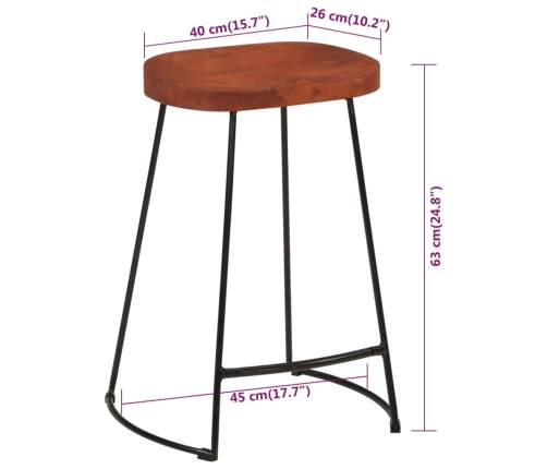 vidaXL Gavin bāra krēsli, 2 gab., 45x40x63 cm, mango masīvkoks